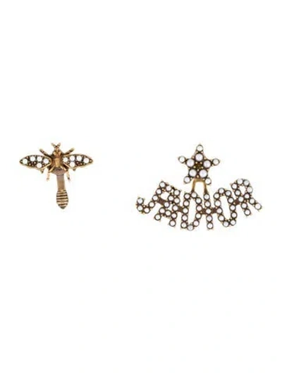 Pre-owned Dior Faux Pearl J'a Stud Earrings In Multi