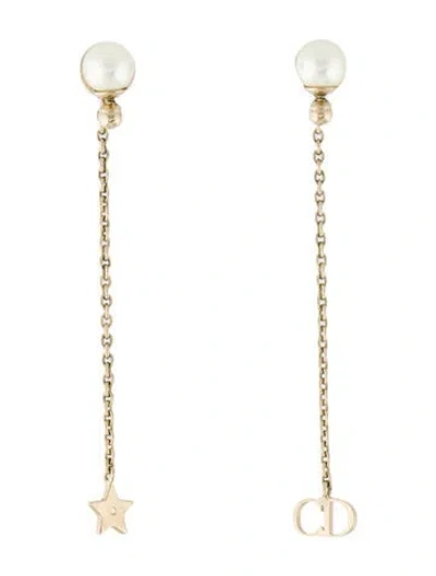 Pre-owned Dior Faux Pearl La Petite Tribale Drop Earrings In White