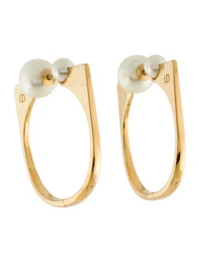 Pre-owned Dior Faux Pearl Large  Tribales New Look Earrings In White