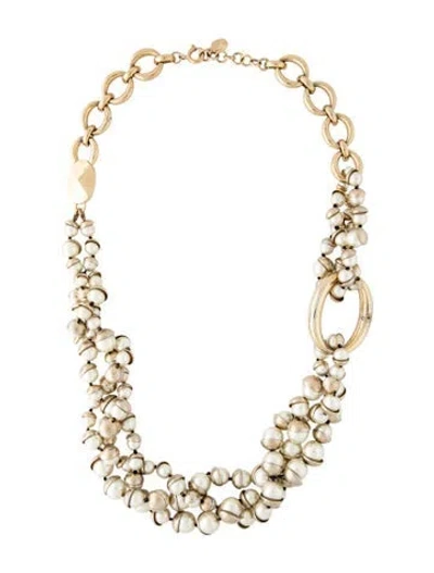 Pre-owned Dior Faux Pearl Mise En  Collar Necklace, 26.25" In Multi