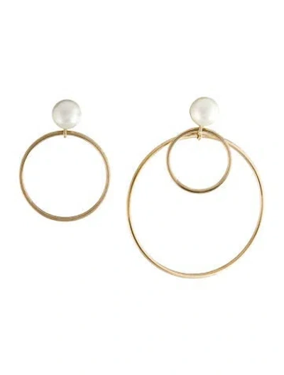 Pre-owned Dior Faux Pearl Mise En  Tribal Hoop Drop Earrings In Multi