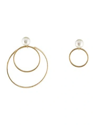 Pre-owned Dior Faux Pearl Mise En  Tribal Hoop Earrings In Multi