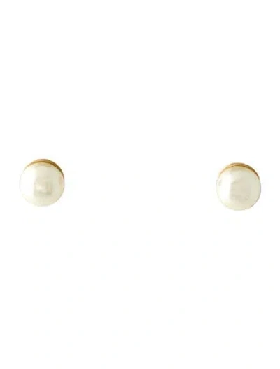 Pre-owned Dior Faux Pearl Mise En  Tribales Earrings In White