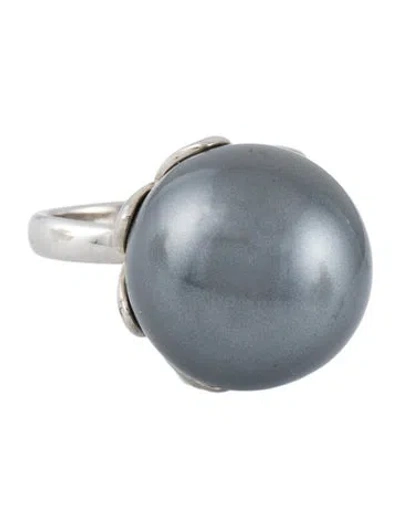 Pre-owned Dior Faux Pearl Monsieur  Cocktail Ring In Multi