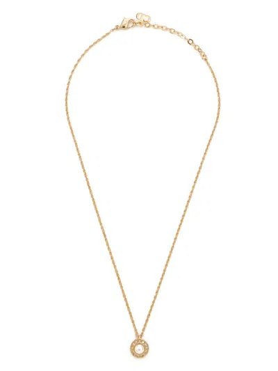 Pre-owned Dior Faux-pearl Pendant Necklace In 金色