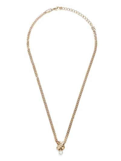 Pre-owned Dior Faux-pearl Pendant Necklace In Gold