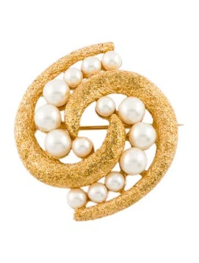 Pre-owned Dior Faux Pearl Pin Brooch In Multi