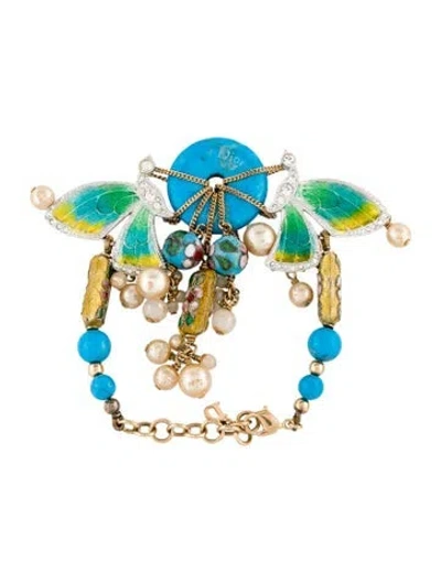 Pre-owned Dior Faux Pearl, Resin & Enamel Bead Tonki Bracelet