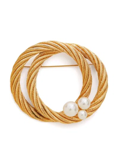 Pre-owned Dior Faux-pearl Rope Brooch In 金色