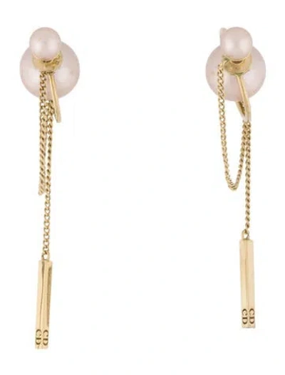Pre-owned Dior Faux Pearl Tribales Drop Earrings In Multi