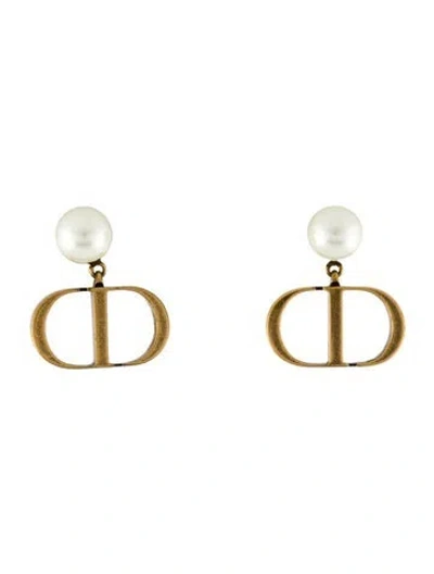 Pre-owned Dior Faux Pearl Tribales Drop Earrings In Multi