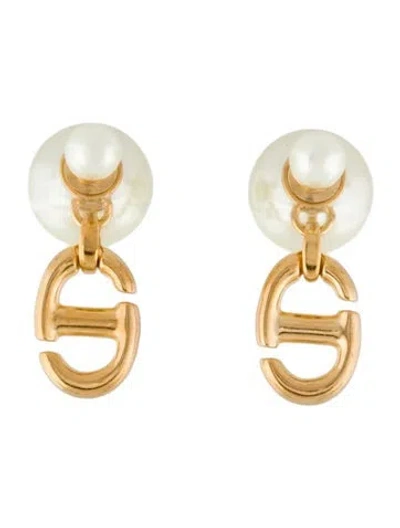 Pre-owned Dior Faux Pearl Tribales Earrings In Multi