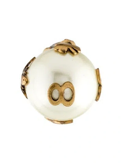 Pre-owned Dior Faux Pearl Tribales Motif Stud Single Earring In Multi