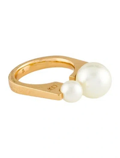 Pre-owned Dior Faux Pearl Tribales New Look Cocktail Ring In Multi