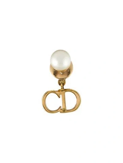 Pre-owned Dior Faux Pearl Tribales Single Earring In White