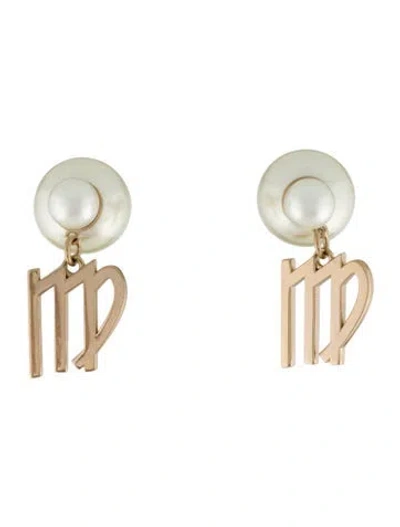 Pre-owned Dior Faux Pearl Tribales Stud Earrings In Multi