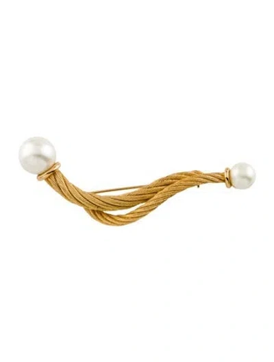 Pre-owned Dior Faux Pearl Vintage Pin Brooch In Multi