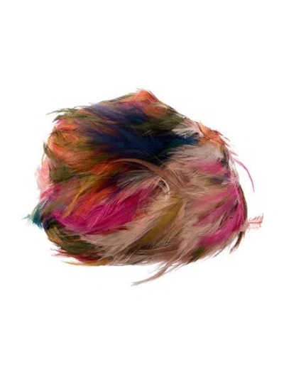 Pre-owned Dior Feather Patterned Hat In Pink