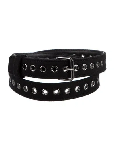 Pre-owned Dior Felt Belt In Black