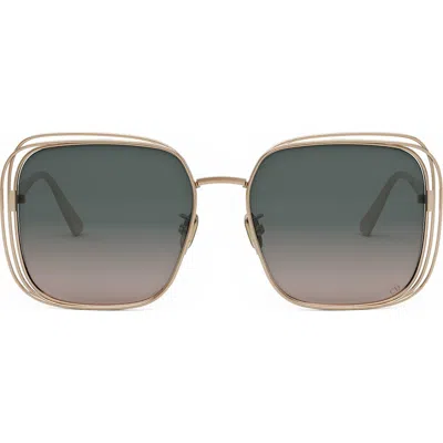 Dior Fil S1u 58mm Square Sunglasses In Shiny Rose Gold/green