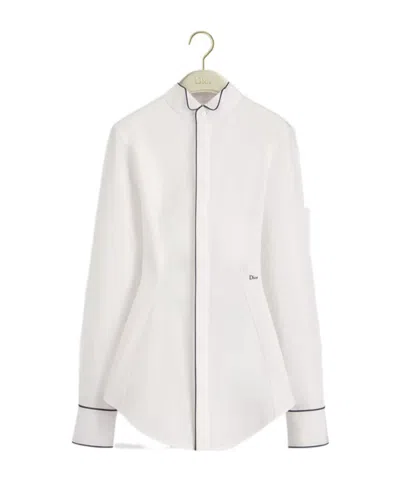 Dior Fitted Cotton Poplin Blouse In Neutral