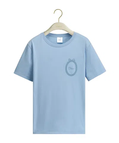 Dior Fitted  Médaillon Embroidered T-shirt In Blue