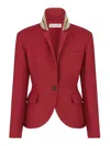 Dior Fitted Jacket In Grain De Poudre Virgin Wool And Silk In Red