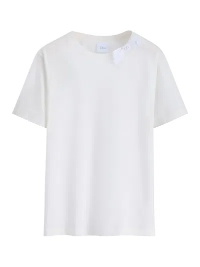Dior Fitted White Cotton Jersey T-shirt
