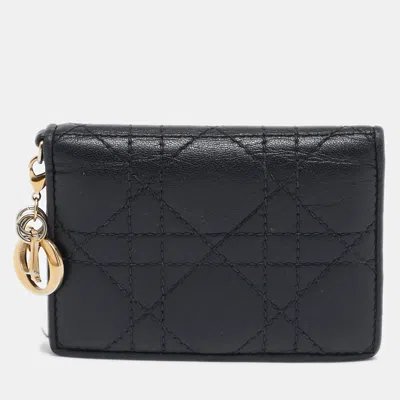Pre-owned Dior Flap Card Case In Black