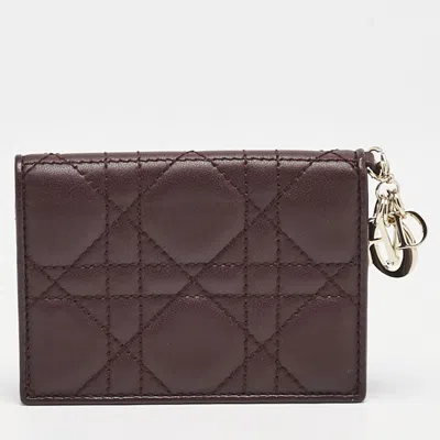 Pre-owned Dior Flap Card Case In Burgundy