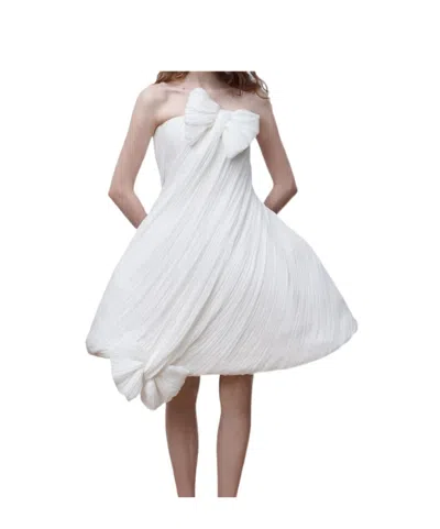 Dior Flared Draped Dress In White