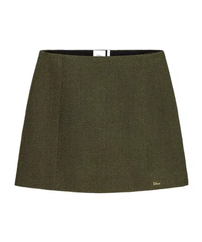 Dior Flared Miniskirt In Green
