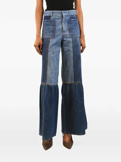 Pre-owned Dior Flared Patchwork Jeans In Blue