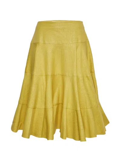 Pre-owned Dior Flared Short Skirt In Yellow