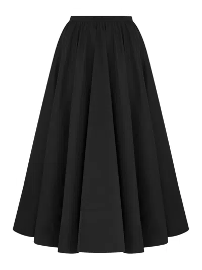 DIOR FLARED SILK FAILLE MIDI SKIRT