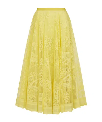 Dior Flared Skirt In Lemon Yellow