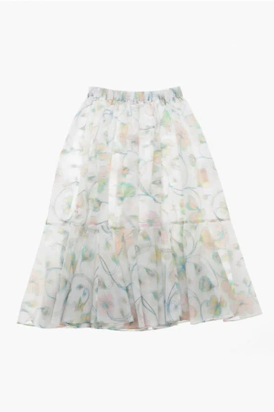 Dior Flared Skirt With Floral Print In Multi