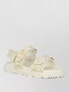 Dior Flat Open Toe Sandals With Textured Sole In White