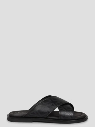 Dior Flat Sandals In Black