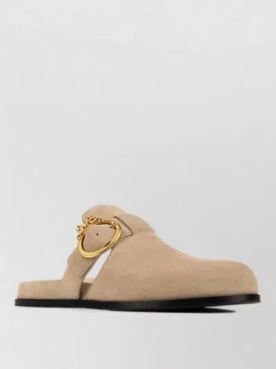 Dior Flat Sole Mules Open Back Round Toe Buckle