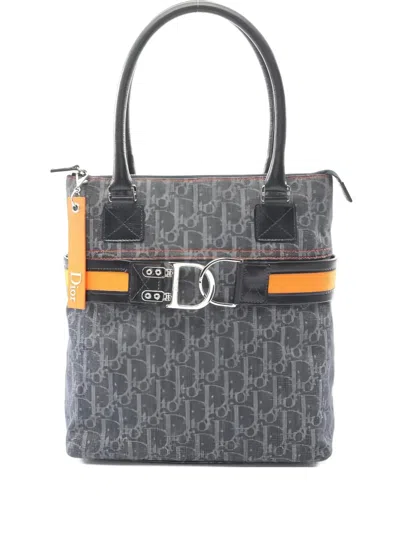 Pre-owned Dior Flight Line Trotter Tote Bag In Blue