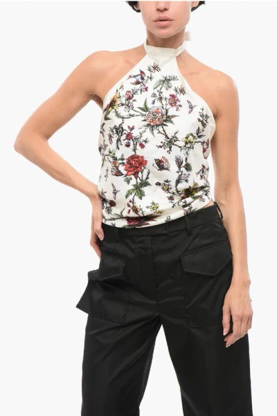 Dior Floral -motif Silk Halterneck Top In Multi