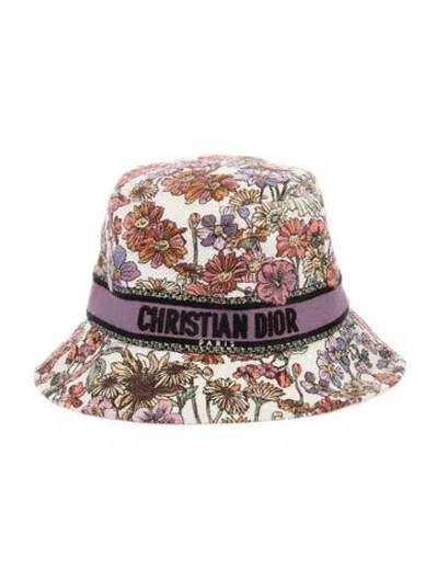 Pre-owned Dior Floral Bucket Hat In Neutrals