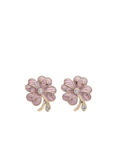 Dior Floral Clover Stud Earrings In Pink