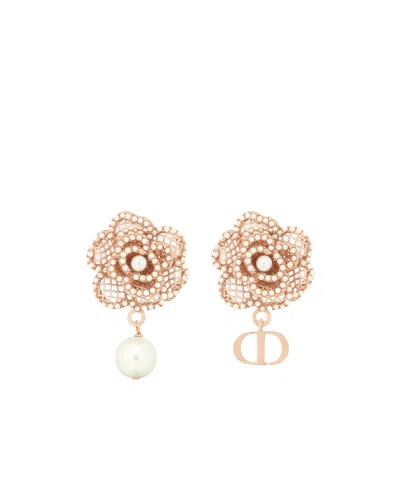 Dior Floral Earrings In Yellow