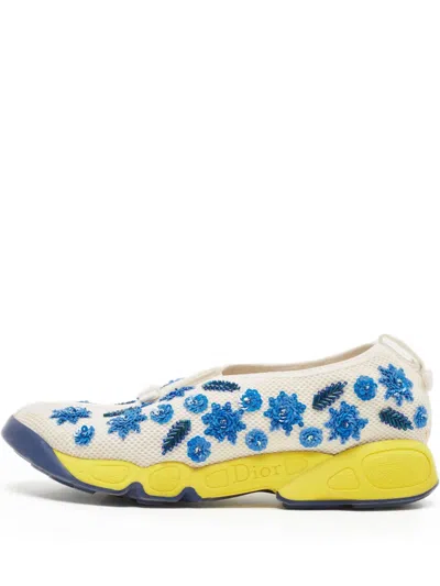 Pre-owned Dior Floral-embroidered Sneakers