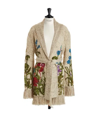 Dior Floral Knitted Cardigan In Gold