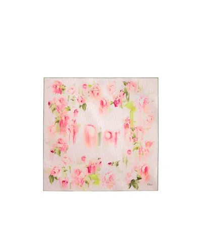 Dior Painted Roses90 Square Scarf In Pink