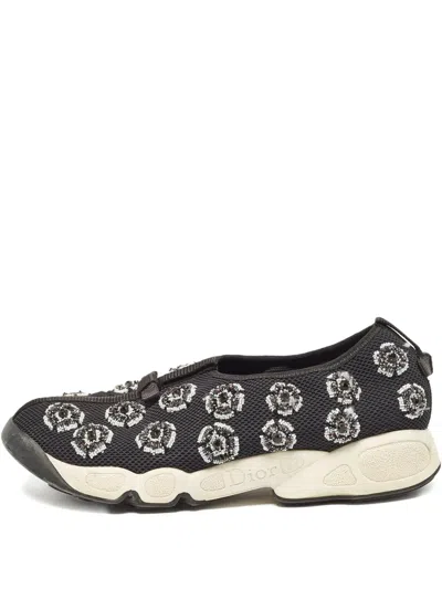 Pre-owned Dior Floral-motif Slip-on Sneakers