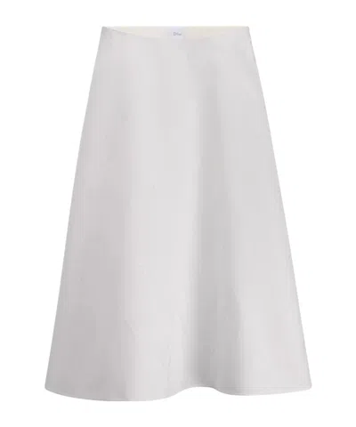 Dior Floral Pattern Midi Skirt In White